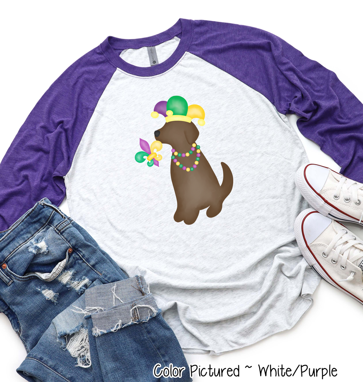 Brown Lab Mardi Gras Tee