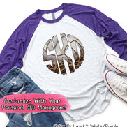 Volleyball Leopard Big Monogram Tee