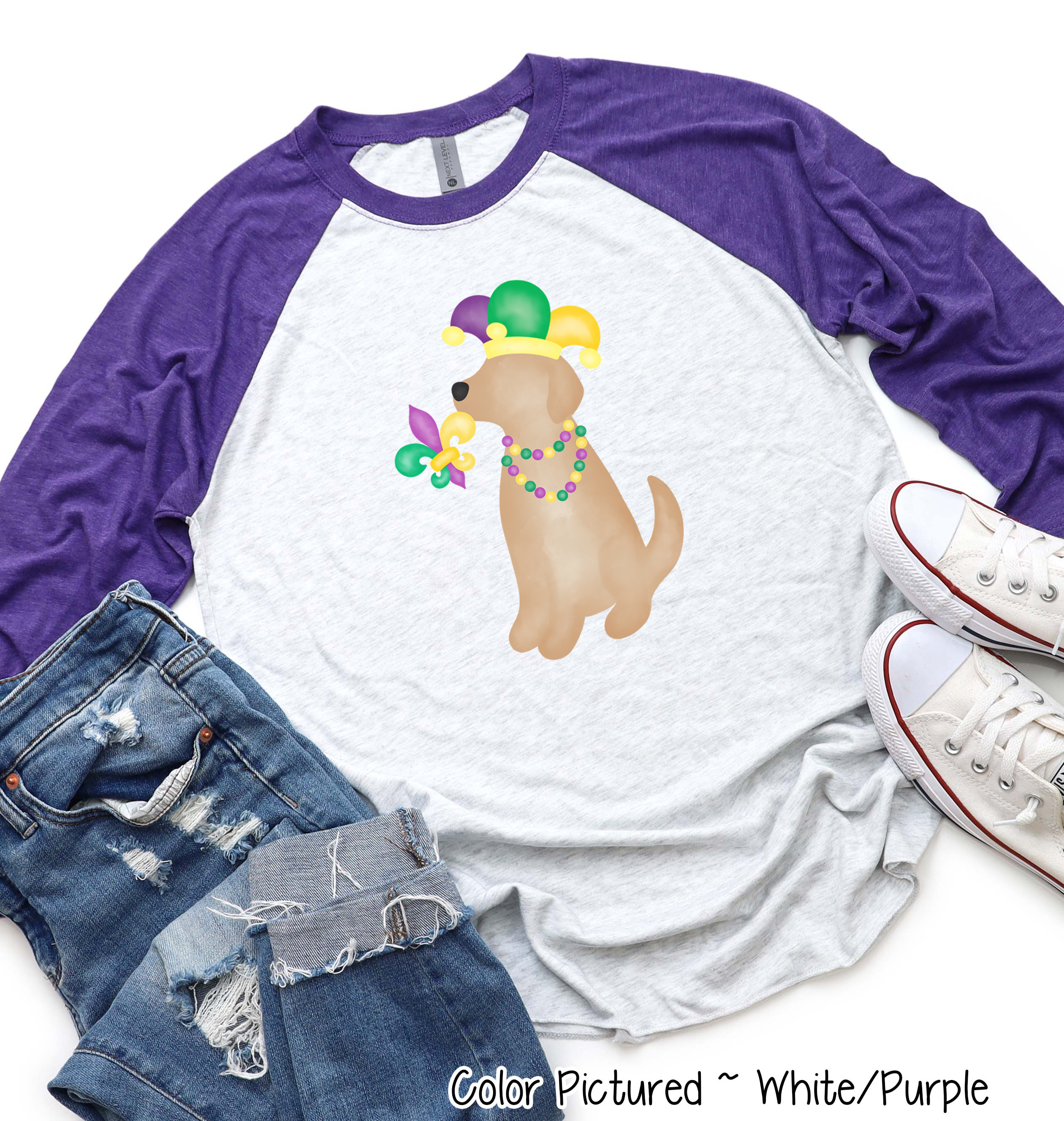 Yellow Lab Mardi Gras Tee
