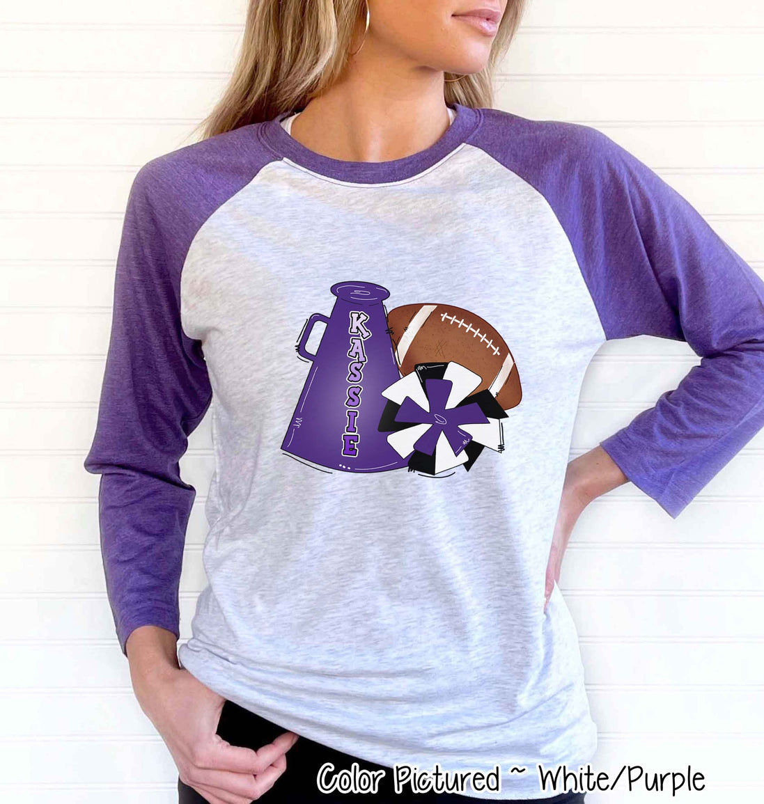Personalized Megaphone Pom Football Spirit Tee