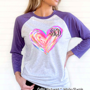 Monogram Watercolor Valentine Heart Shirt