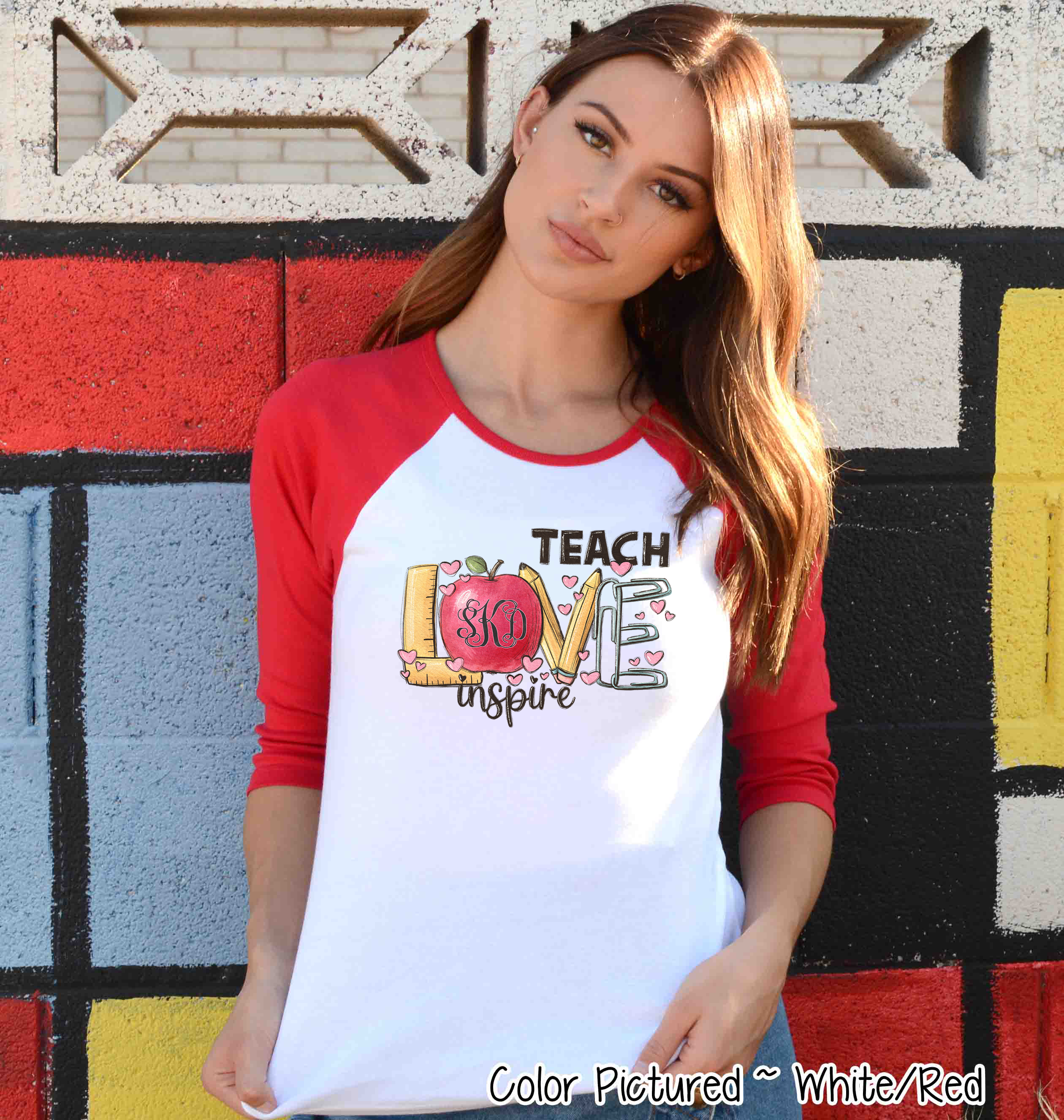 Monogram Teach, Love, Inspire Valentine Shirt