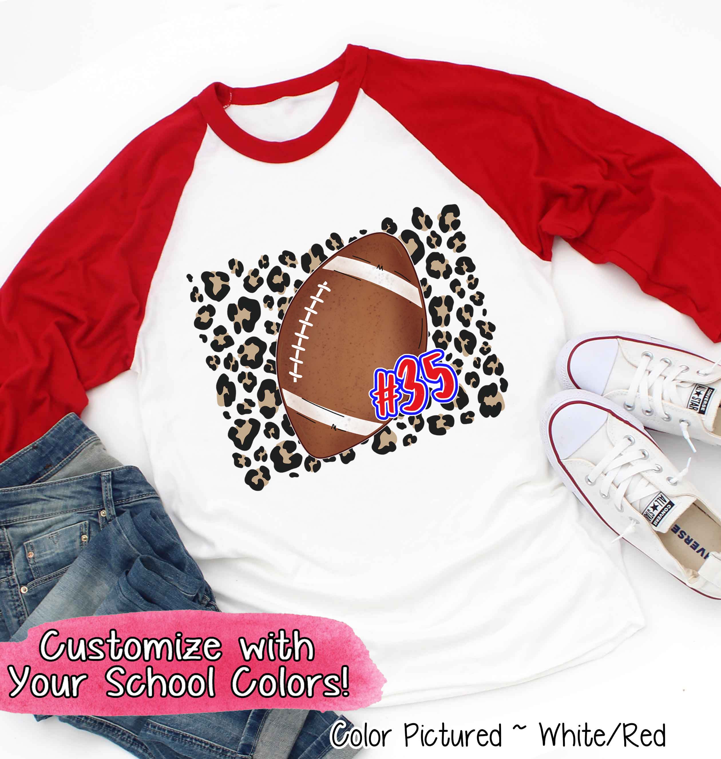 Personalized Leopard Football Number Game Day Fan Tee