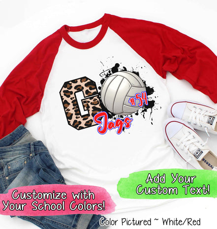 Personalized Leopard Go Volleyball Fan Tee