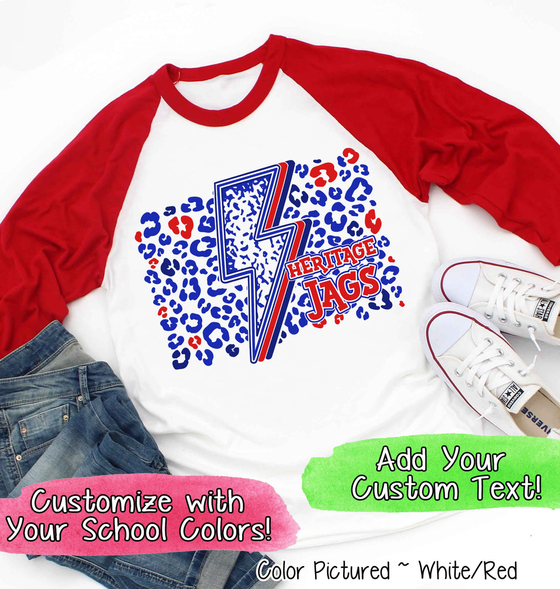 Personalized Leopard Lighting School Spirit Fan Tee