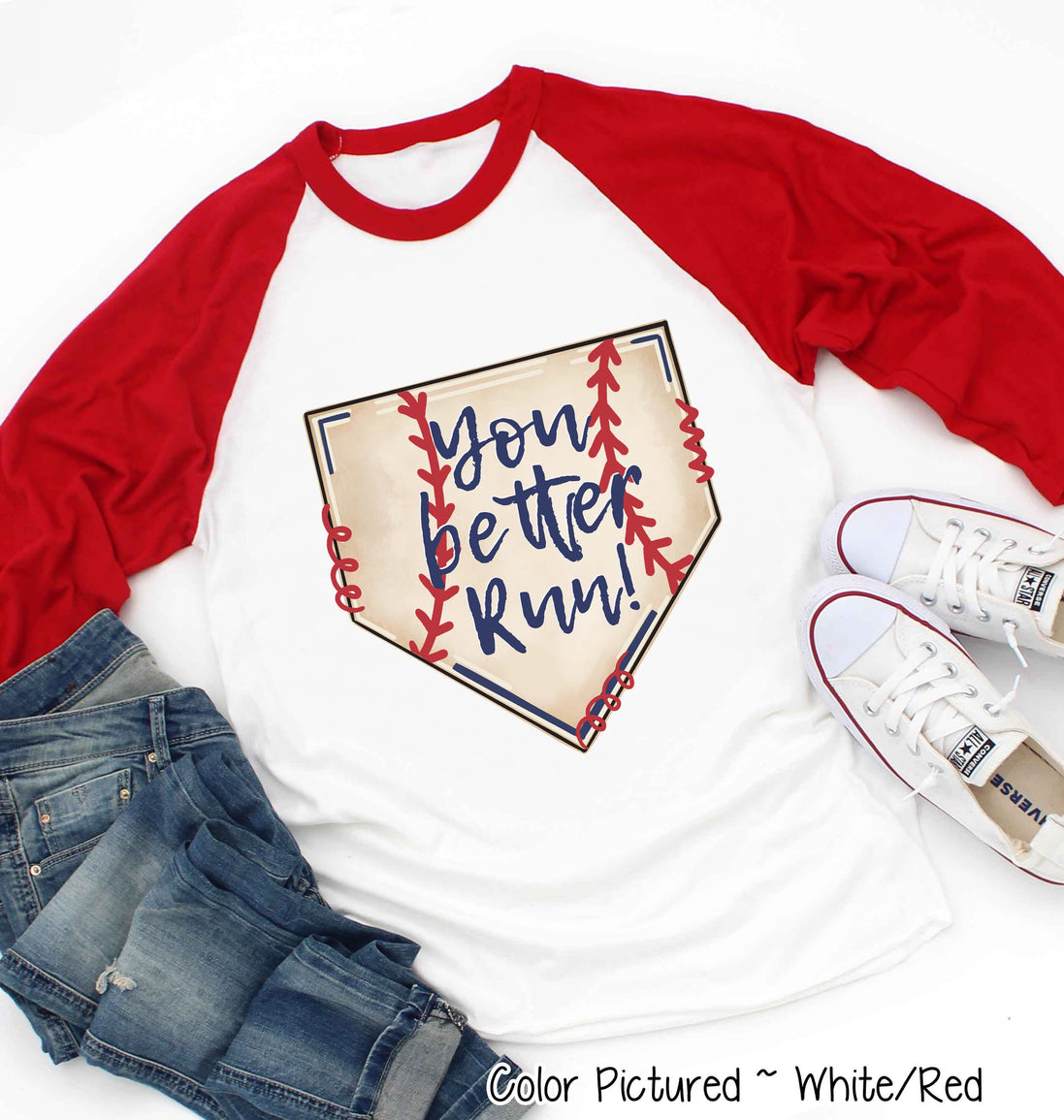 Baseball You Better Run Cute Fan Tee