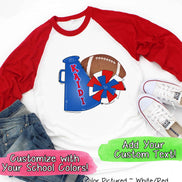 Personalized Megaphone Pom Football Spirit Tee
