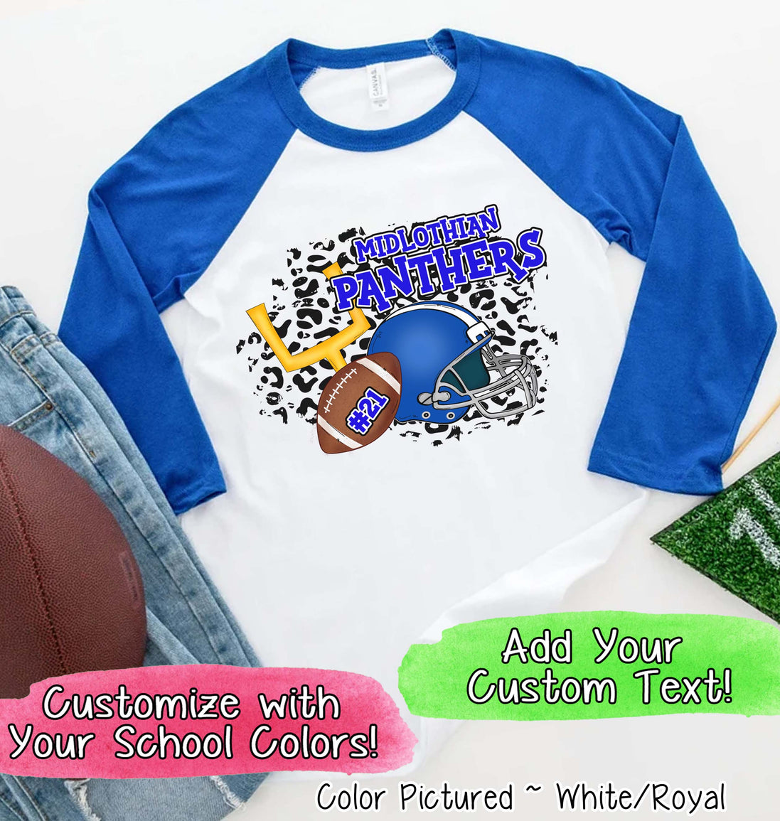 Personalized Leopard Football Game Day Fan Tee