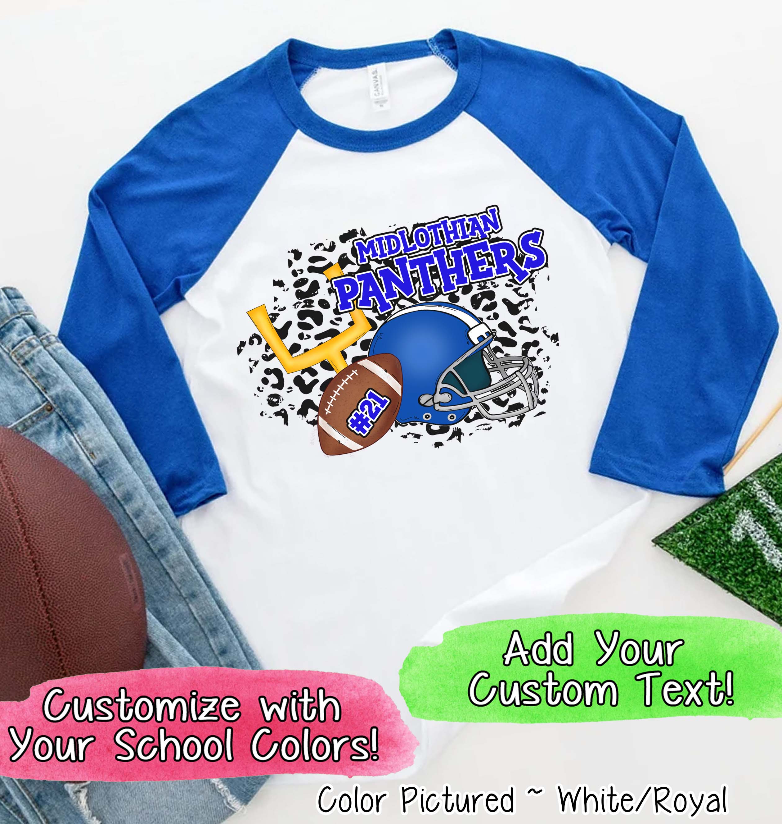 Personalized Leopard Football Game Day Fan Tee