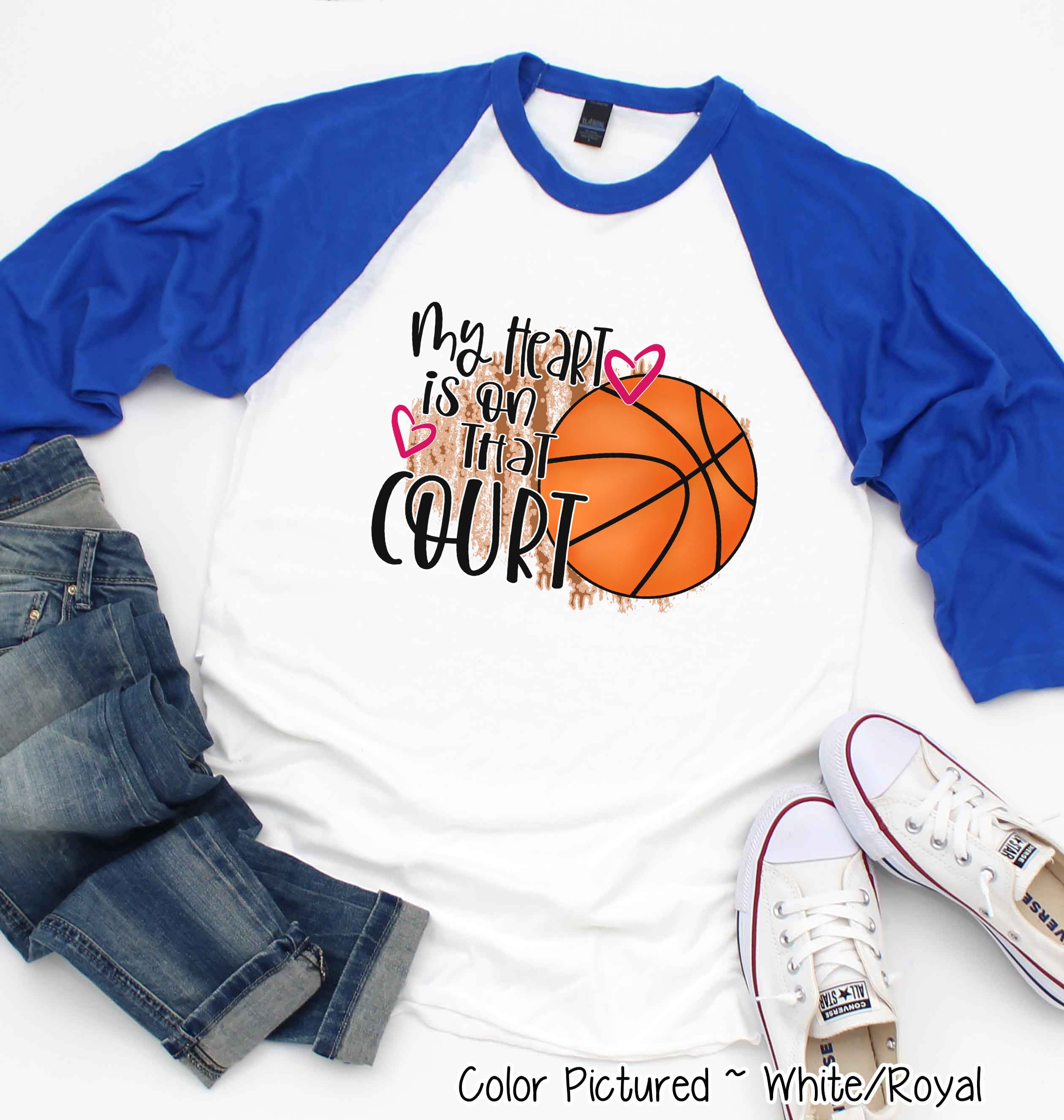 My Heart is On That Court Basketball Mom Tee