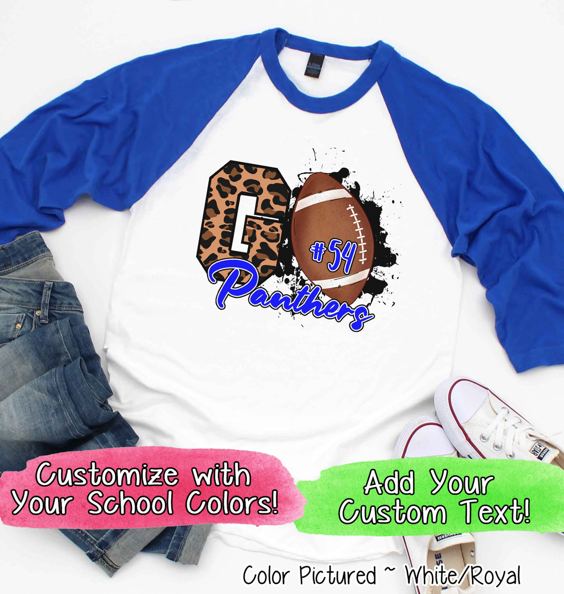 Personalized Leopard GO Football Game Day Fan Tee