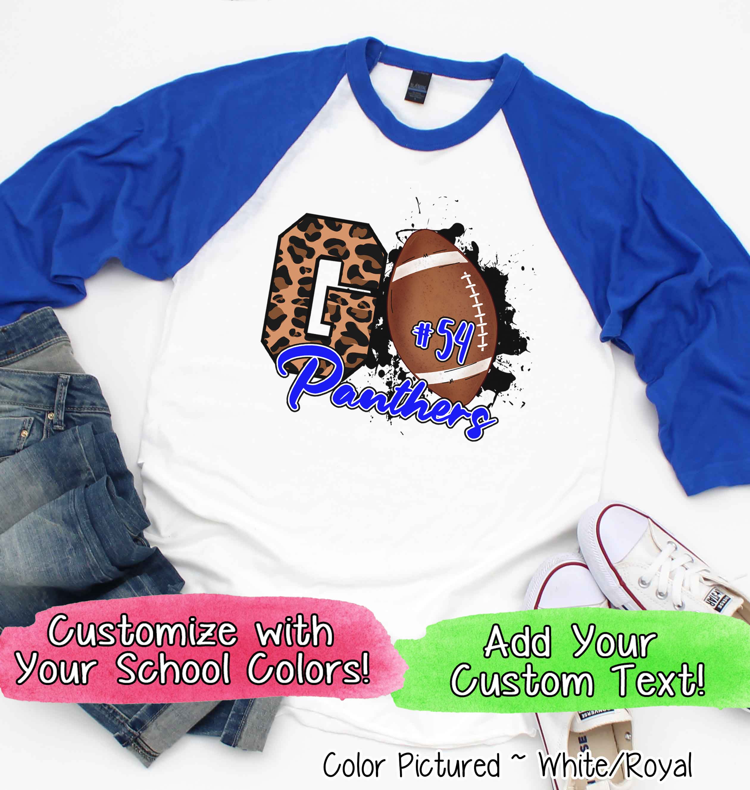 Personalized Leopard GO Football Game Day Fan Tee
