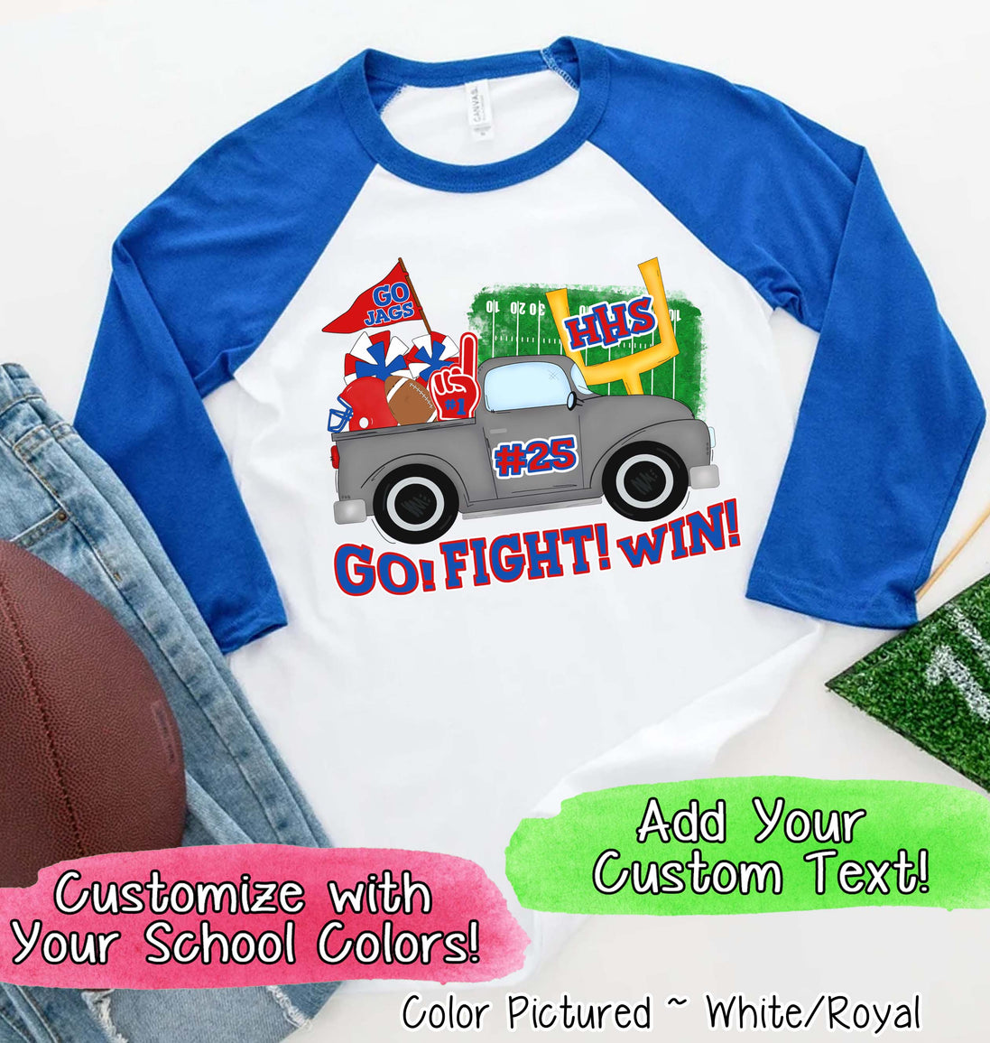 Personalized Cute Football Truck Game Day Fan Tee