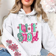 Let It Snow with Sleeve Print Winter Tee or Sweatshirt