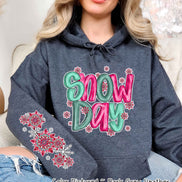 Snow Day with Sleeve Print Winter Tee or Sweatshirt
