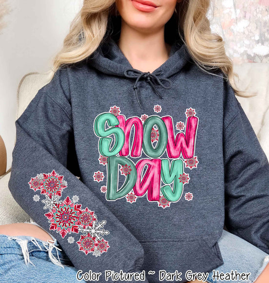 Snow Day with Sleeve Print Winter Tee or Sweatshirt