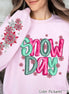 Snow Day with Sleeve Print Winter Tee or Sweatshirt