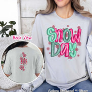 Snow Day with Sleeve Print Winter Tee or Sweatshirt