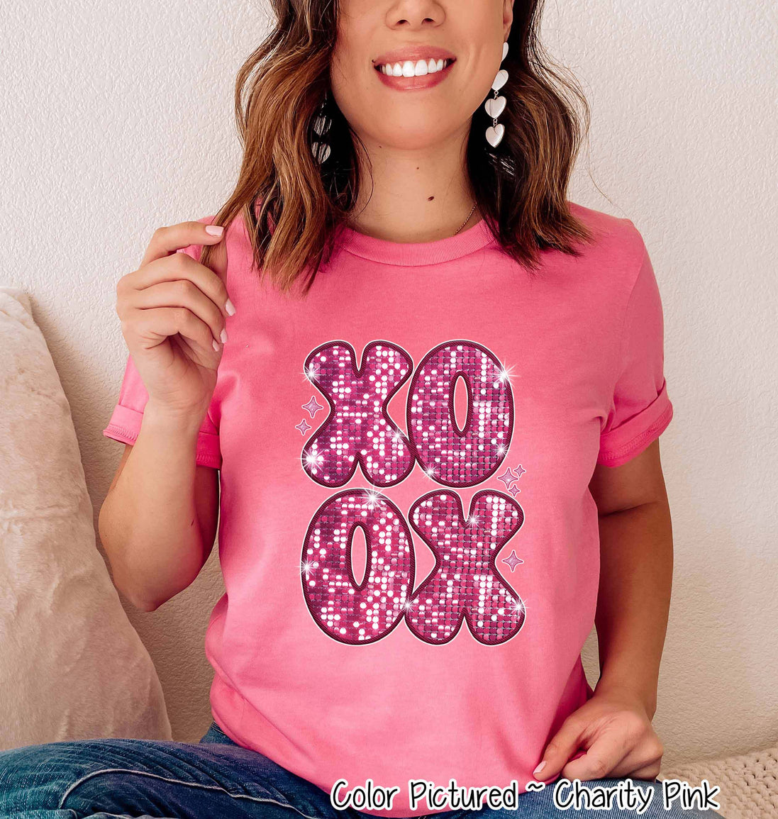 Faux Sequin XOXO Valentine Tee or Sweatshirt
