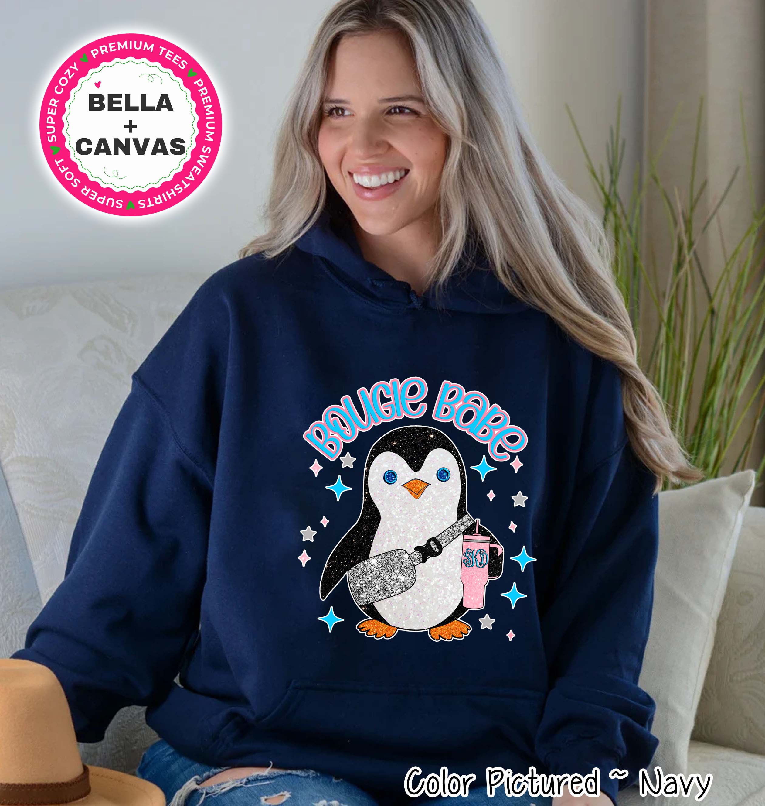 Monogram Bougie Babe Penguin Winter Tee or Sweatshirt