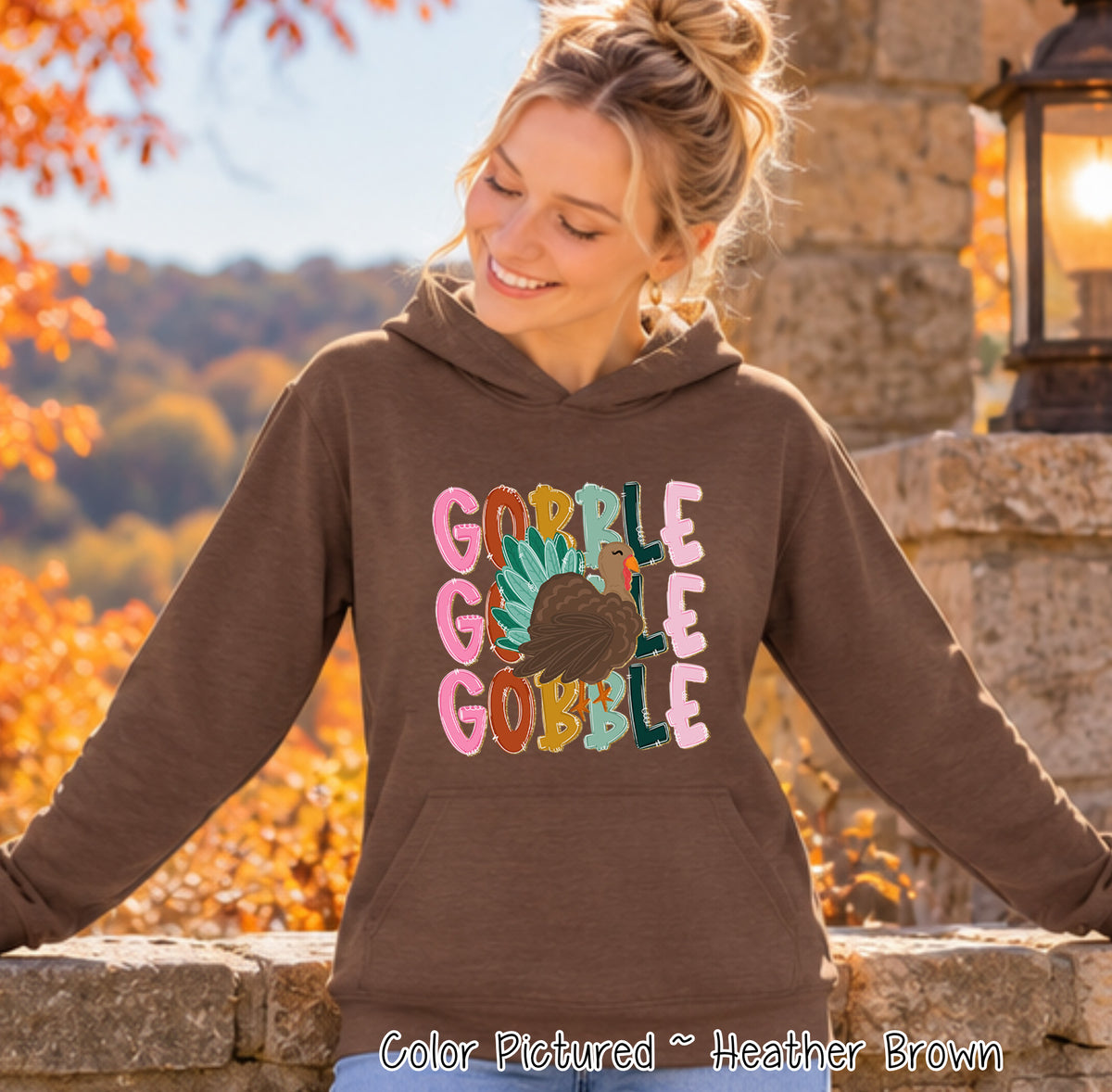 Colorful Gobble Gobble Turkey Shirt — hoodie product photo