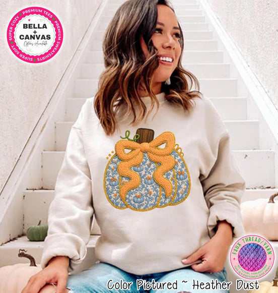 Blue Floral Knit-Look Pumpkin Shirt – product photo 1
