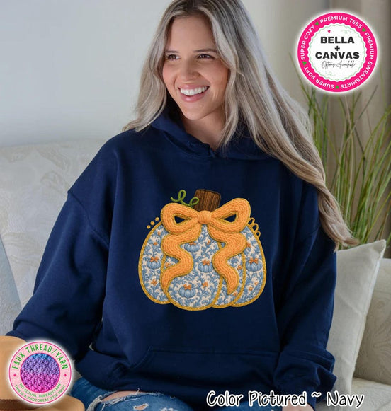 Blue Floral Knit-Look Pumpkin Shirt – product photo 2