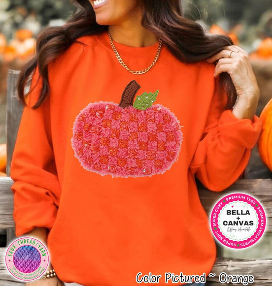 Pink Checkered Knit-Look Pumpkin Shirt – product photo 1