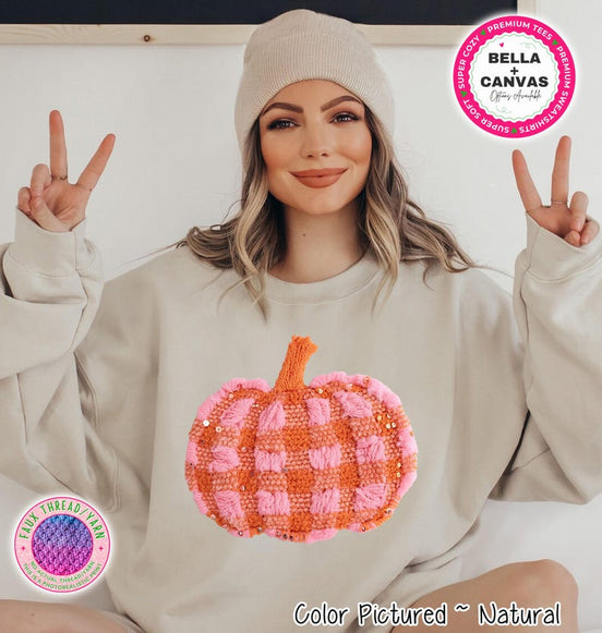 Pink and Orange Sparkle-Look Pumpkin Shirt – product photo 1