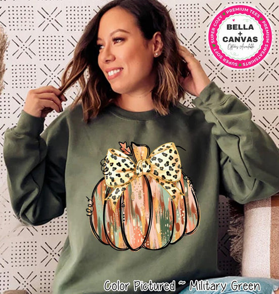 Brushstroke Pumpkin Leopard Bow Shirt – product photo 1