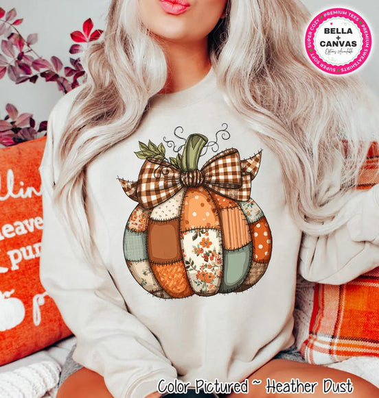 Patchwork Pumpkin Bow Shirt – product photo 1