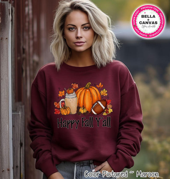 Happy Fall Y’all Football and Latte Shirt – product photo 1