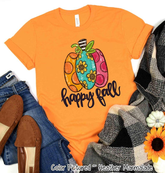 Happy Fall Sunflower Patchwork Pumpkin Shirt – product photo 1