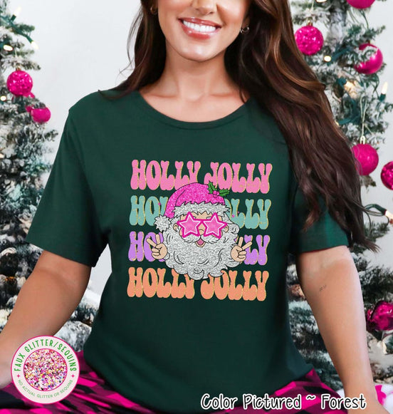 Holly Jolly Star Glasses Santa Shirt – product photo 1