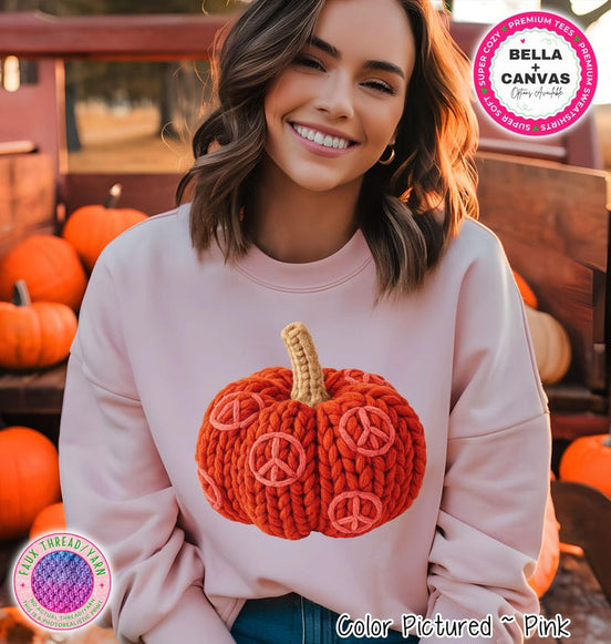 Peace Sign Knit-Look Pumpkin Shirt – product photo 1