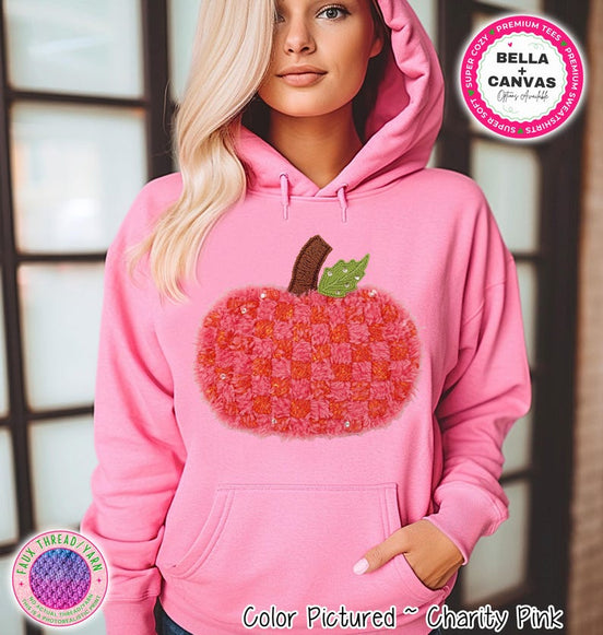 Pink Checkered Knit-Look Pumpkin Shirt – product photo 2