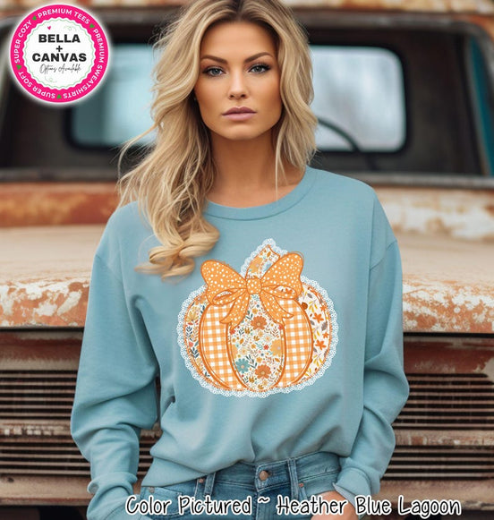 Gingham Pumpkin Lace-Look Bow Shirt – product photo 1
