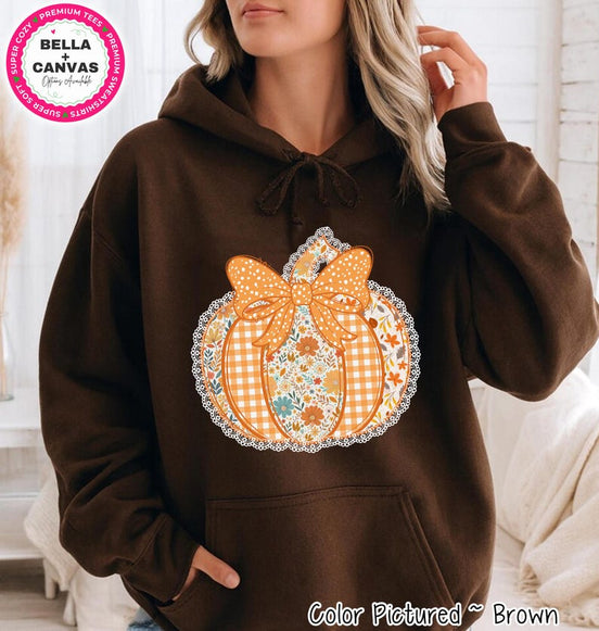 Gingham Pumpkin Lace-Look Bow Shirt – product photo 2