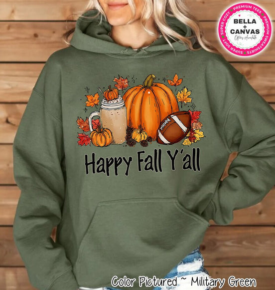 Happy Fall Y’all Football and Latte Shirt – product photo 2