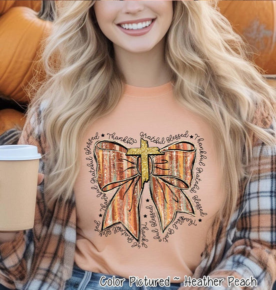 Thankful Grateful Blessed Cross Bow Shirt – product photo 2