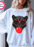 Preppy Bubble Blowing Panther Mascot Team Sweatshirt, Cute Mascot Sweater, School Team Tee, Favorite Panthers Team Shirt, School Logo Hoody image 1