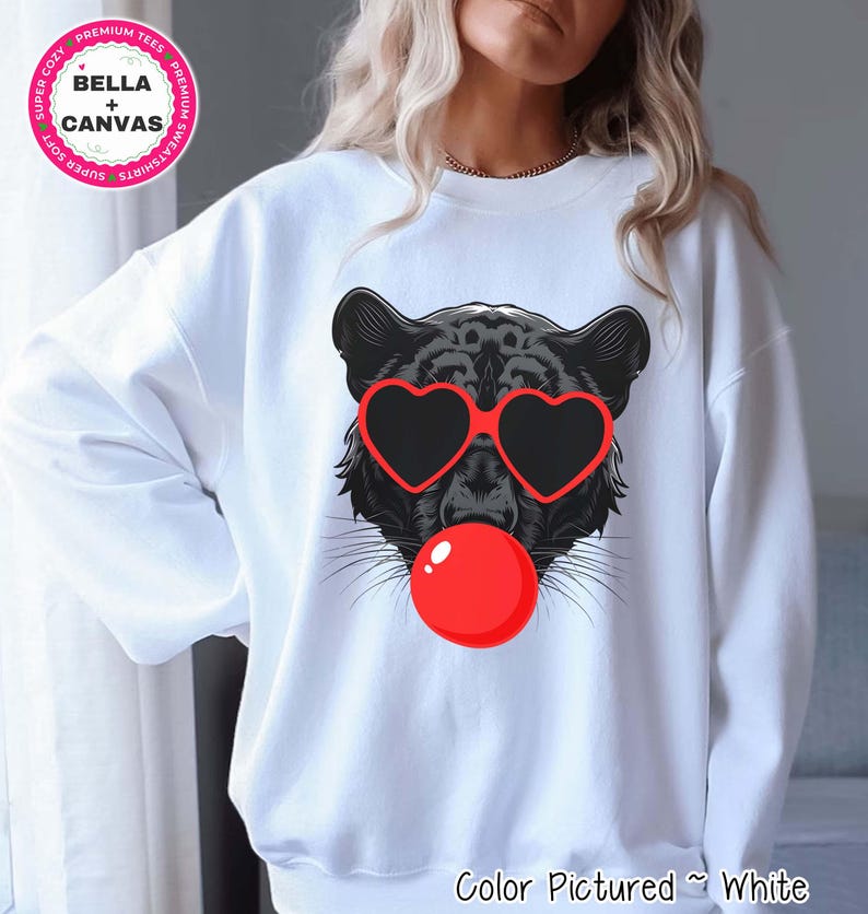 Preppy Bubble Blowing Panther Mascot Team Sweatshirt, Cute Mascot Sweater, School Team Tee, Favorite Panthers Team Shirt, School Logo Hoody image 1