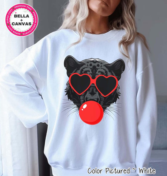 Preppy Bubble Blowing Panther Mascot Team Sweatshirt, Cute Mascot Sweater, School Team Tee, Favorite Panthers Team Shirt, School Logo Hoody image 1