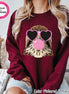 Preppy Bubble Blowing Pink Falcons Mascot Team Sweatshirt, Cute Mascot Sweater, School Team Tee, Favorite Falcons Team Shirt,School Logo Tee image 1