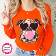 Preppy Bubble Blowing Bulldog Mascot Team Sweatshirt, Cute Mascot Sweater, School Team Tee, Favorite Bulldog Team Shirt, School Logo Hoodie image 1