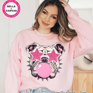 Preppy Bubble Blowing Pink Bulldog Mascot Team Sweatshirt, Cute Mascot Sweater, School Team Tee, Favorite Bulldog Team Shirt,School Logo Tee image 1