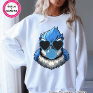 Preppy Bubble Blowing Blue Jay Mascot Team Sweatshirt, Cute Blue Bird Mascot Sweater, School Team Tee, Favorite Team Shirt, School Logo Tee image 1