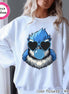 Preppy Bubble Blowing Blue Jay Mascot Team Sweatshirt, Cute Blue Bird Mascot Sweater, School Team Tee, Favorite Team Shirt, School Logo Tee image 1