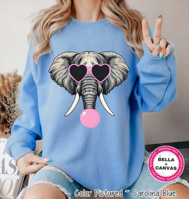 Preppy Bubble Blowing Elephant Mascot Team Sweatshirt, Cute Mascot Sweater, School Team Tee, Favorite BAMA Team Shirt, School Logo Hoodie image 1