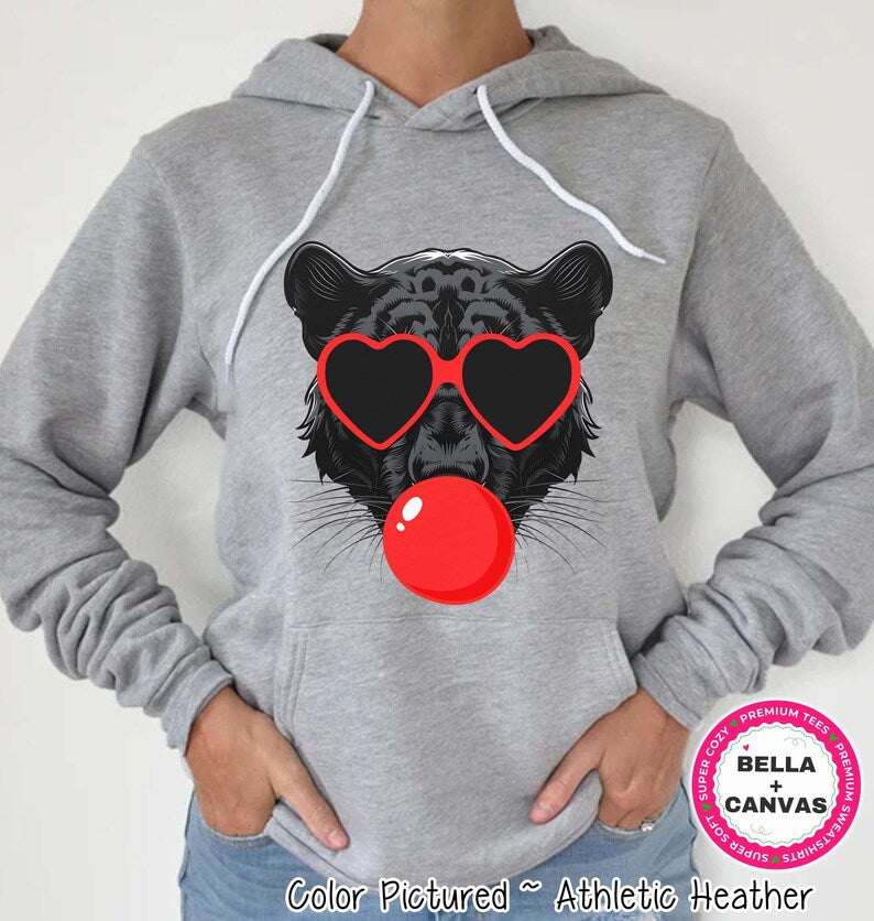 Preppy Bubble Blowing Panther Mascot Team Sweatshirt, Cute Mascot Sweater, School Team Tee, Favorite Panthers Team Shirt, School Logo Hoody image 2